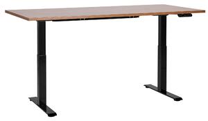 Výškovo nastaviteľný písací stôl tmavé drevo čierny oceľový rám 160 x 72 cm elektrické nastavenie výšky moderná kancelária