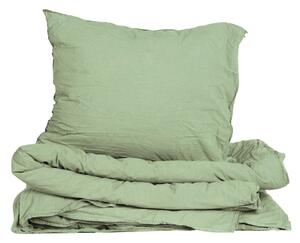 Povlečení z organické bavlny Crinkle Grass Green 150 × 210 cm