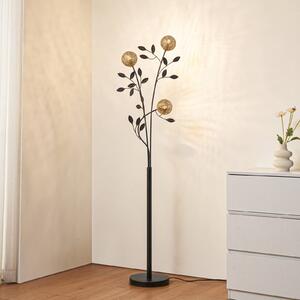 Stojacia lampa Lucande Evory, 160 cm, 3 svetlá, čierna/zlatá, G9, Čierna, Obývacia izba / jedáleň, kov, Florentský, Stojaca lampa