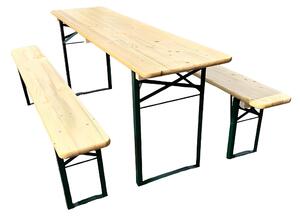 Pivný set BAVORD PREMIUM 220x50 cm – stôl + 2 lavice, masív borovica 30 mm, rám 30x30x3 mm