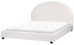 Vodná posteľ krémová biela polyester látkové čalúnenie 160 x 200 cm zaoblené čelo minimalistický retro dizajn spálňa