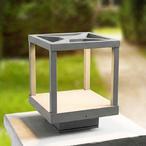 Lucande LED podlahové svietidlo Lealan, sivá, kov, 23 cm, IP54, Hliník / sivá / zinok, Hliník, Moderný, Vonkajčie stĺpové osvetlenie