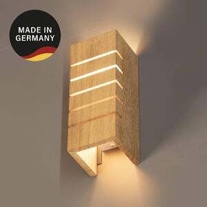 Nástenné svetlo Shine-Wood, šírka 10 cm, E14, dub/biela, drevo, Svetlé drevo, Obývacia izba / jedáleň, Drevo