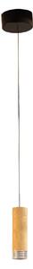 LED závesné svietidlo Shine-Wood, Ø 13 cm dub/čierna drevo/akryl, Svetlé drevo, Obývacia izba / jedáleň, Drevo, Závesné svietidlo