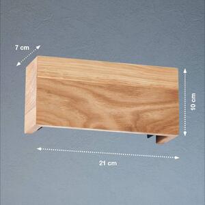 LED nástenné svetlo Shine-Wood, šírka 21 cm, dub/čierna, drevo, Svetlé drevo, Obývacia izba / jedáleň, Drevo
