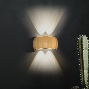 LED nástenné svetlo Shine-Wood, šírka 20 cm, dub/čierna 4-pl., Svetlé drevo, Obývacia izba / jedáleň, Drevo, Nástenné svietidlo
