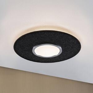Paulmann Smart stropné LED svetlo Tulga, antracitová Ø 45 cm plsť, Hliník / sivá / zinok, Obývacia izba / jedáleň, Textil / látka / hodváb, Moderný, Stropné svetlo polkruhové s priestorom