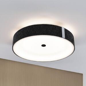 Paulmann Smart stropné LED svetlo Malika antracit Ø 40 cm plsť, Hliník / sivá / zinok, Obývacia izba / jedáleň, Textil / látka / hodváb, Moderný, Stropné svetlo polkruhové s priestorom