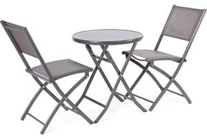 FIELDMANN FDZN 5002 50004711 - Balkónový kovový set stôl/čierne tvrdené sklo + 2ks stolička