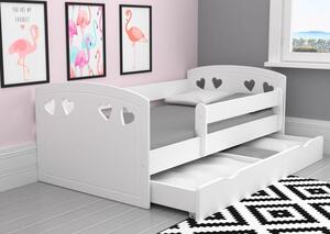Detská srdiečková posteľ JULIE so zásuvkou - biela 160x80 cm