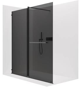 CERANO - Sprchová zástena Walk-in Medin Ľ/P - 8 mm - čierna matná, grafitové sklo - 120x195 cm - dvojdielna posuvná
