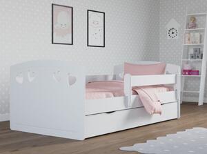Detská srdiečková posteľ JULIE so zásuvkou - biela 140x80 cm
