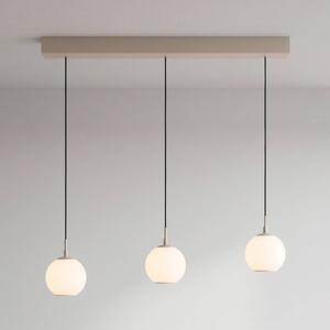 Paul Neuhaus LED závesné svietidlo Sandora, piesková farba, dĺžka 90 cm, sklo, 3-pl., Krémová / jantárovo žltá, Obývacia izba / jedáleň, kov, Moderný, Závesné svietidlo