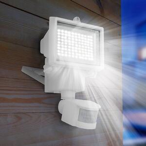 Lumisky LED reflektor vonkajší Cooper, biely, šírka 22 cm, senzor, Biela / opálová, Plast, Nástenné svietidlo