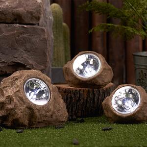 Lumisky Solárna dekoratívna LED lampa Rocky Brown, hnedá, sada 3 ks, plast, Hnedá / hrdzavá, Plast