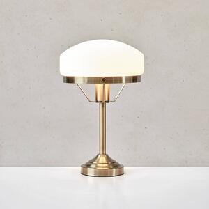 Markslöjd Stolová lampa Aurelia, staromozolová mosadz/biela, sklo, E27, Mosadz / zlato, Obývacia izba / jedáleň, Sklo, Starožitný, Stojaca lampa