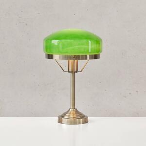 Markslöjd Stolová lampa Aurelia, staromozol/zelená, sklo, E27, Mosadz / zlato, Obývacia izba / jedáleň, Sklo, Starožitný, Stojaca lampa