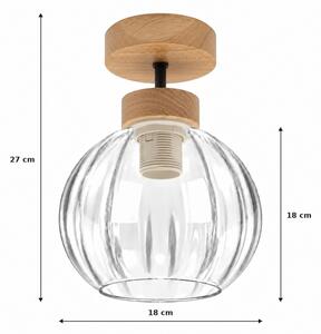 BRILAGI - LED Prisadený luster RETRO GLASS 1xE27/60W/230V pr. 18 cm dub/priehľadné