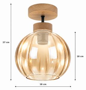 BRILAGI - LED Prisadený luster R GLASS 1xE27/60W/230V priemer 18 cm dub/dymová béžová