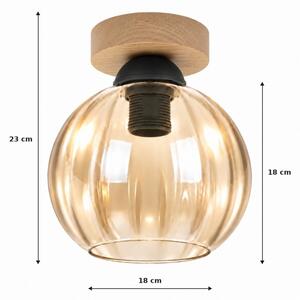 BRILAGI - LED Stropné svietidlo R GLASS 1xE27/60W/230V pr. 18cm dub/dymová béžová