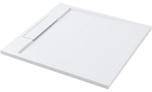 CERANO - Sprchová vanička štvorcová Loro - liaty mramor - biela matná - 90x90x3, 5 cm