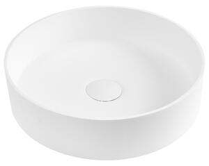 Umývadlo na dosku biele solid surface okrúhle s tenkým okrajom moderná kúpeľňová umývadlová misa