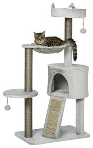 PAWHUT Škrabadlo pre mačky s dvoma stĺpikmi 113 cm sivé