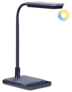 LED stolová lampa čierna syntetický materiál kancelárska lampa s nastaviteľným ramenom a stmievačom