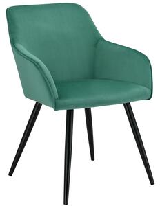 Lounge stolička Tarje so zamatovým poťahom v zelenej farbe