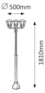 Rabalux 8569 - Vonkajšia lampa MARSEILLE 3xE27/60W/230V IP44 1,81 m