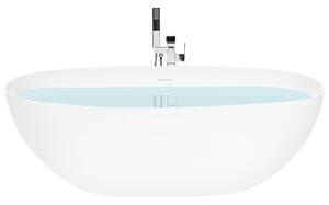 Voľne stojaca vaňa biela solid surface 170 cm oválna s tenkým okrajom moderná kúpeľňa