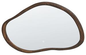 Nástenné závesné kúpeľňové oválne LED zrkadlo tmavohnedé 60 x 93 cm s osvetlením moderná kúpeľňa