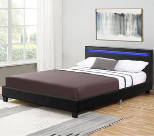 Juskys Čalúnená posteľ Verona 120 x 200 cm s LED osvetlením v čiernej farbe
