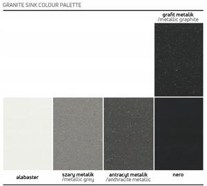 Deante Corda, granitový drez pod dosku 550x460x204 mm, 3,5" + priestorovo úsporný sifón, 1-komorový, grafitová metalíza, ZQA_G10C