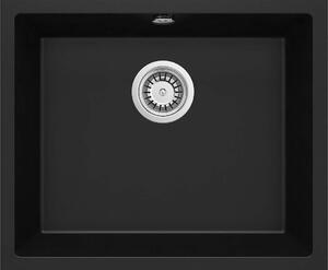 Deante Corda, granitový drez pod dosku 550x460x204 mm, 3,5" + priestorovo úsporný sifón, 1-komorový, čierna, ZQA_N10C