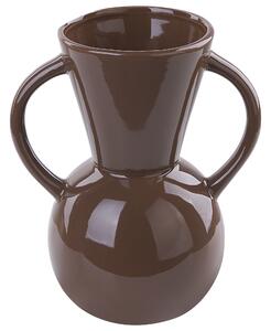Váza na kvety hnedá porcelánová 19 cm minimalistický bytový doplnok na stôl