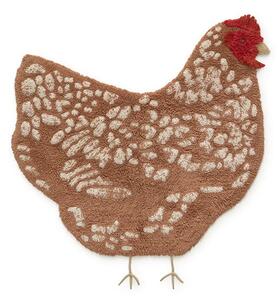 Hnedý prateľný ručne tkaný bavlnený detský koberec 110x100 cm Chicken – Lorena Canals