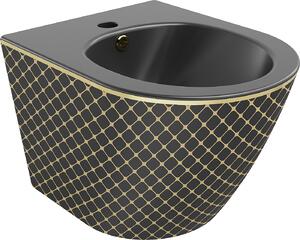 MEXEN - Lena bidet závesný - čierna matná/zlatá kocka - 35224879