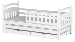 Detská posteľ z masívu borovice GABRIEL s prístelkou a šuplíky - 200x90 cm - biela