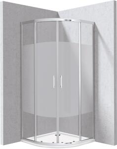 Deante Štvrťkruhový sprchový kút Funkia Evo 90x90 cm, vzor pás - KYPP0E99P, chróm + sprchová vanička biela