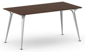 Kancelársky stôl PRIMO ALFA, sivostrieborná podnož, 1600 x 800 mm, orech