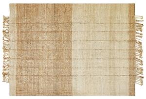 Koberec béžový jutový 160 x 230 cm ručne tkaný so strapcami boho obývacia izba spálňa