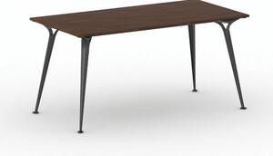 Kancelársky stôl PRIMO ALFA, čierna podnož, 1600 x 800 mm, orech