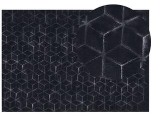 Koberec z umelej zajačej kožušiny čierny 160 x 230 cm umelá polyesterová kožušina mäkký huňatý s vysokým vlasom