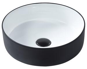 Kúpeľňové umývadlo na dosku čierne keramické lesklé 36 cm okrúhle moderný štýl