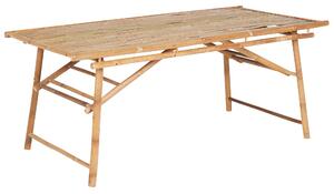 Záhradný stôl svetlohnedý bambusové drevo 180 x 90 cm obdĺžnikový tvar moderný boho štýl exteriér