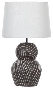 Stolná lampa čierna keramická 63 cm biele látkové tienidlo klasické stolové osvetlenie