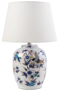 Stolná lampa biela modrá porcelánový podstavec ľanové tienidlo kvetinový vzor osvetlenie obývacia izba spálňa
