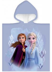 Dievčenské plážové pončo - osuška s kapucňou Ľadové kráľovstvo - Frozen - motív Anna a Elsa - 100% bavlna - 50 x 100 cm
