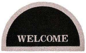 Rohožka čierna prírodné kokosové vlákno 45 x 75 cm PVC povlak protišmyková rohož s nápisom welcome do interiéru moderná